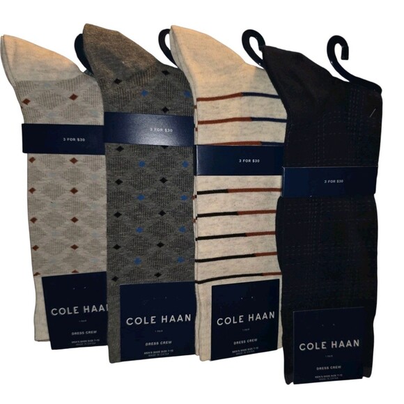 Cole Haan Dress Crew Sock ~ Men's Size 7-12  ~ (4) Pairs - Picture 1 of 6